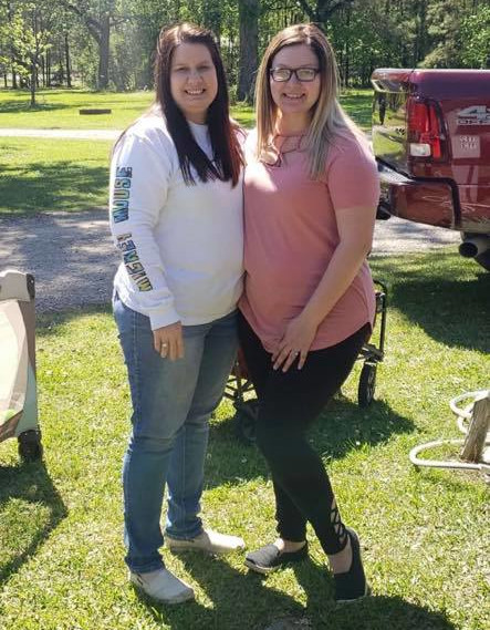 Rhona and Hannah Castille standing together on a sunny morning